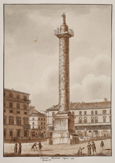 La Columna Antonina, restaurada por Sixto V, 1833 de Agostino Tofanelli